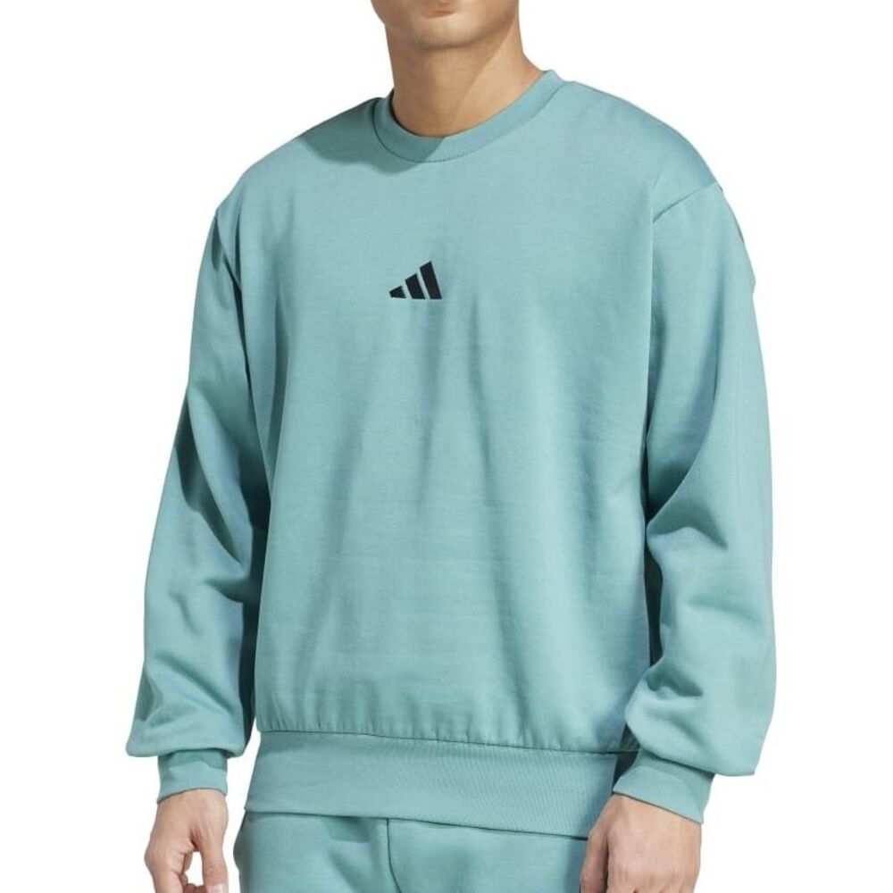 Adidas Essentials Feelcozy Fleece Sweatshirt 2XL NWT Aqua Logo